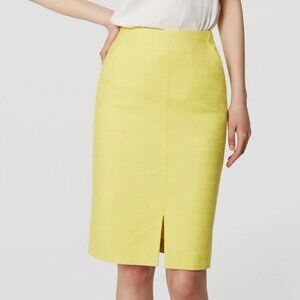 NWT Ann Taylor LOFT Stretch Cotton Pencil Skirt Citron Yellow Size 00